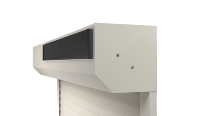 Solarrollladen mit Fokus auf Kasten; Vorbaurollladen